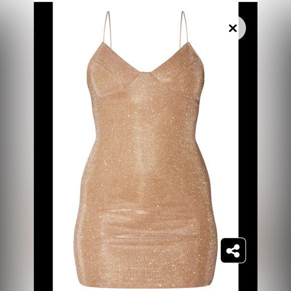 PrettyLittleThing Dresses & Skirts - Prettylittlething gold glitter strappy lace up back bodycon dress size 10
